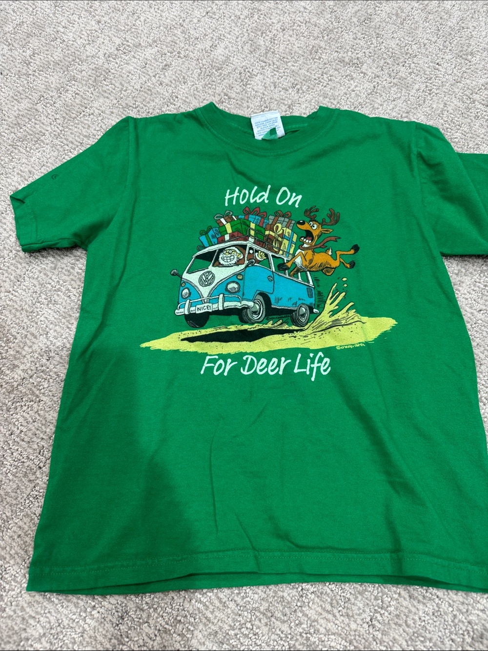 Green Kids Short-Sleeve Graphic Tee - 'Hold On For Deer Life'